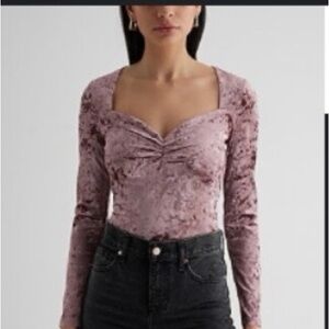 Express Velvet Long Sleeve Blouse - Mauve